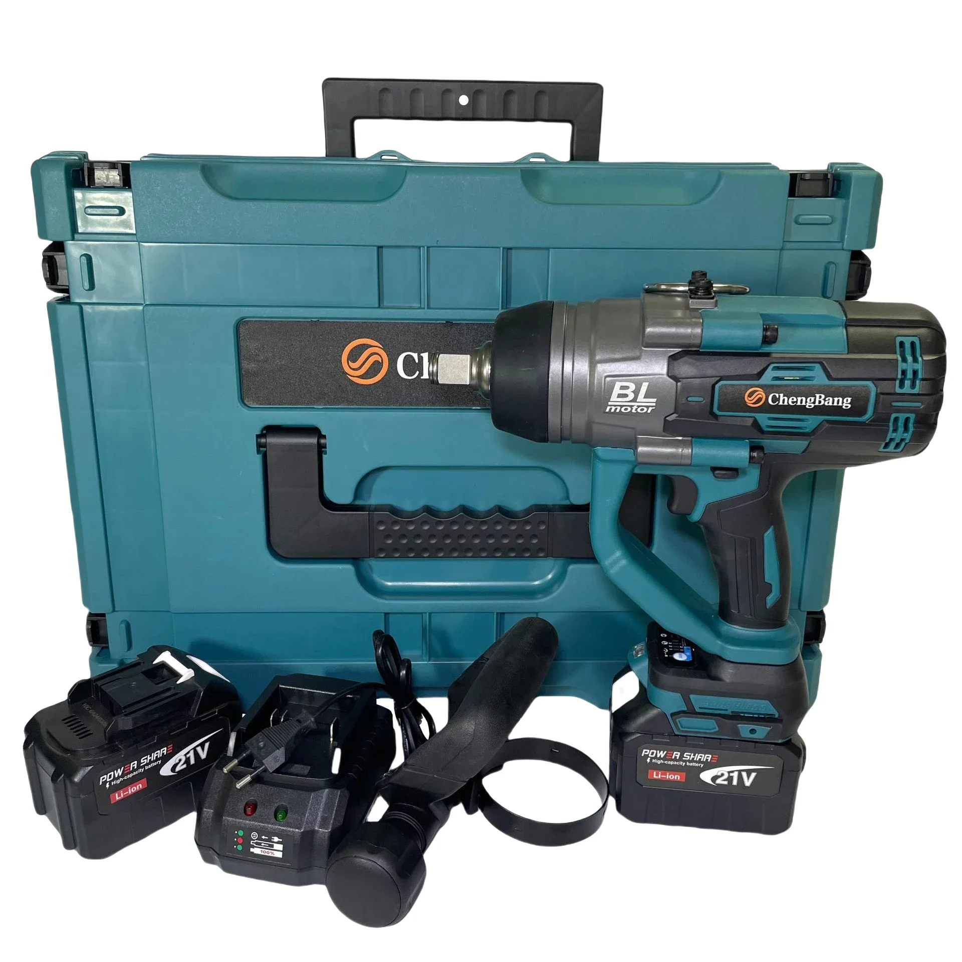 

3000N.m Large Torque Heavy Duty Brushless Power Wrench 3/4" Rechargeable Cordless Electric Impact Wrench With 2 Batteries BMC