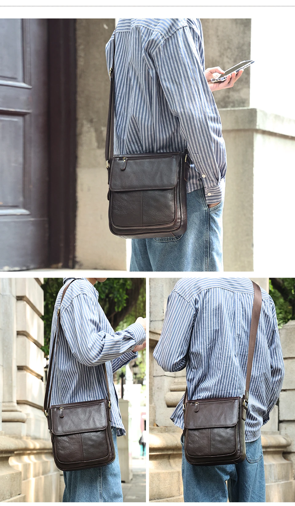 JOYIR Echtes Rindsleder Männer Vintage Handtaschen Flap männer Schulter Taschen Casual Messenger Taschen Mode Umhängetasche – Detail 6