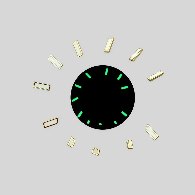 Gold 28.5mm Green Luminous Dial For M336934 M336938 Sky GMT Men Automatic Watch Hour Indices Markers Replacement Parts