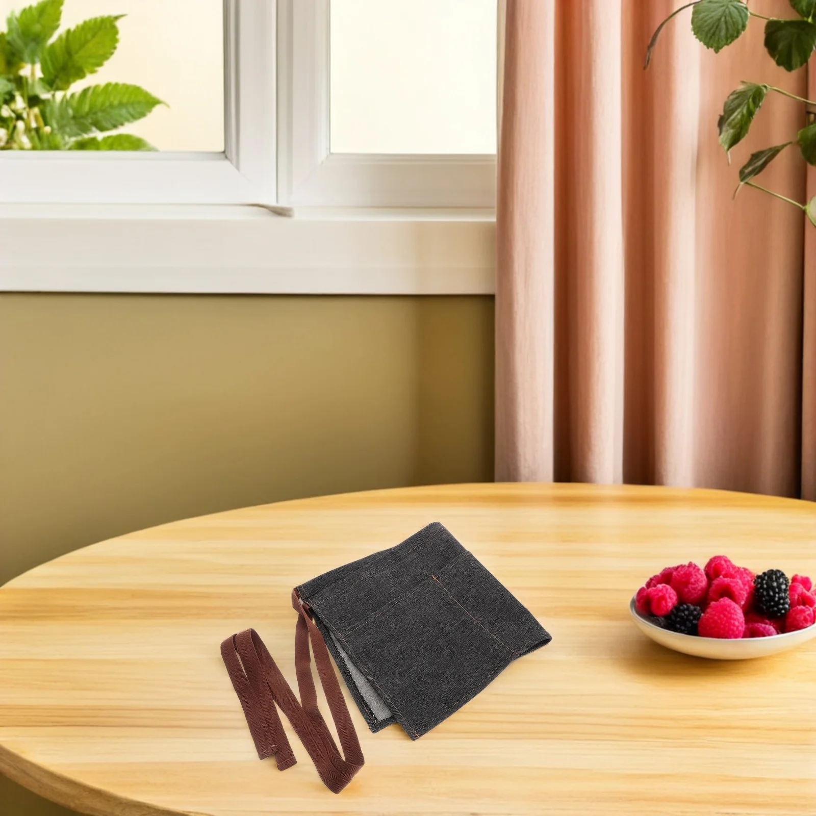 2pcs Denim Waist Apron 11" Wide Short Half-Length With 3 Pockets Adjustable Strap For Restaurant Cafe Kitchen Food Service