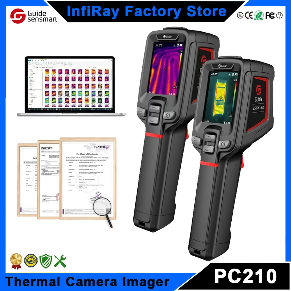 GUIDE PC210 Thermal Camera 256x192 Infrared Thermal Imager Construction HVAC Inspection Electronic Repair Themal Imaging Camera