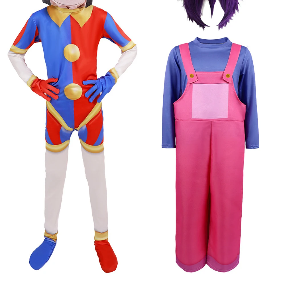 

Digital Circus Pomni Cosplay Costume Amazing Freak Circus Cartoon Caine Cosplay Outfits Child Halloween Costumes Pomni Jumpsuit