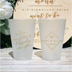 10pcs Custom Frosted Wedding Cups, 5oz, 8oz, 9oz, 10oz, 12oz, 14oz, 16oz, 20oz, 24oz / Personalized Cups, Party Cups, Party Deco