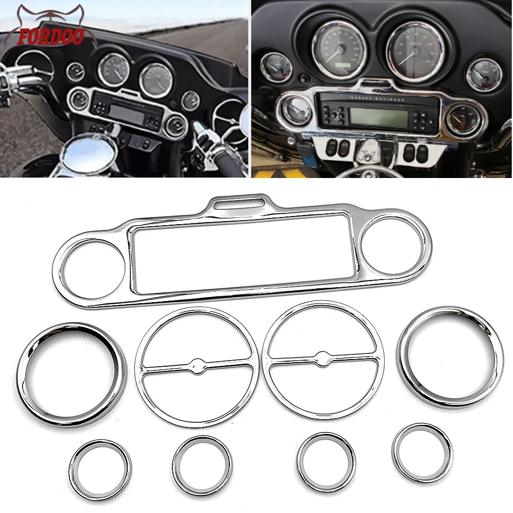 For Harley Touring Electra Street Glide Road Glide Trike 1986-Up Speedometer Bezels Speaker Stereo Accent Trim Ring Horn Cover