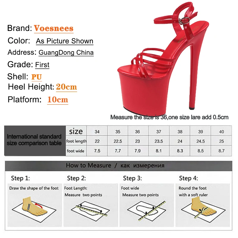 Platform Sandals Girl\'s Stiletto Ladies Party Sandals Women\'s Shoes 20cm Ultra Thin High Heels zapatos mujer Open Toe RED Pumps