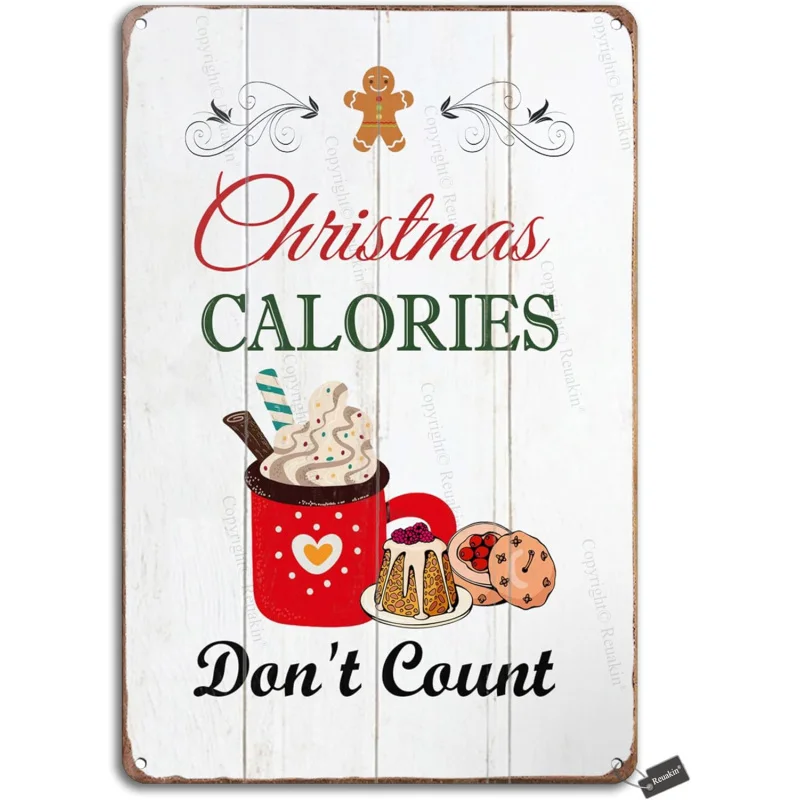 

Christmas Calories Don'T Count Gingerbread Bakery Iron Vintage Look Decoration Painting Home Kitchen Bathroom Farm Garden