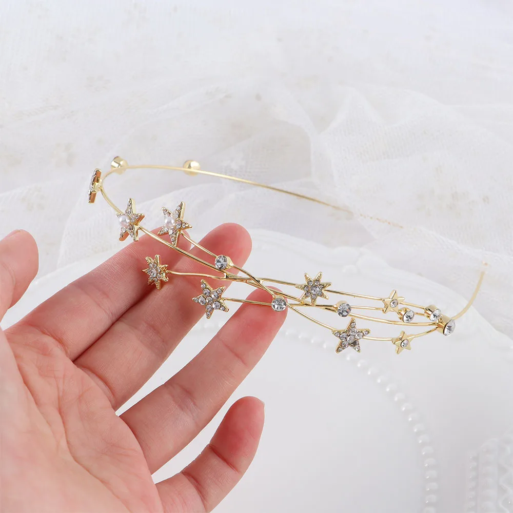 Fashion Star Crystal Bridal Crown Hairbands For Women Trendy Hollow Out Headband Rhinestone Hair Hoop Elegant Hair Accessories