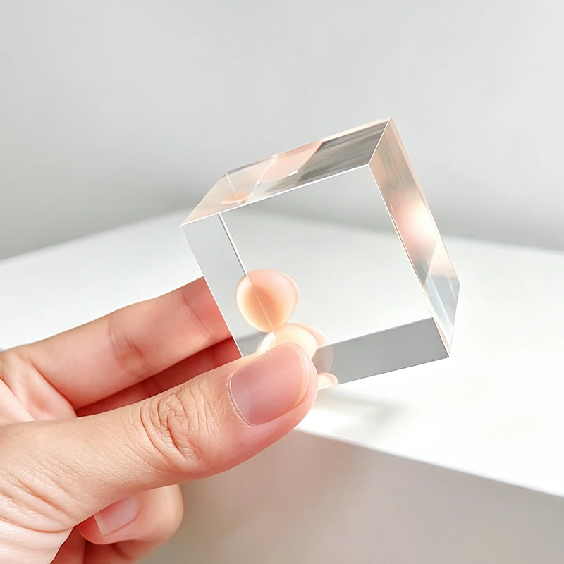 Acrylic Solid Cube Display Base, Transparent Crystal Square Column Stand, Jewelry and Model Display Stand, 2-Piece Set / 4-Piece Set with Multiple Specifications Available, High-Transparency Acrylic Solid Cube Base, Transparent Square Column Display Stand, Craft Model Jewelry Display Stand, 2Pc/4Pc Set