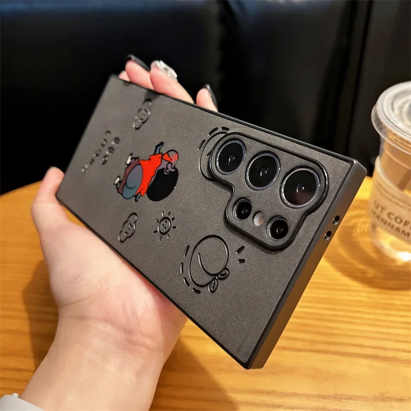 لطيف الكرتون مضحك تلوين شين تشان فو الجلود الليزر قضية الهاتف لسامسونج غالاكسي S25 S24 S23 S22 الترا زائد غطاء مقاوم للصدمات