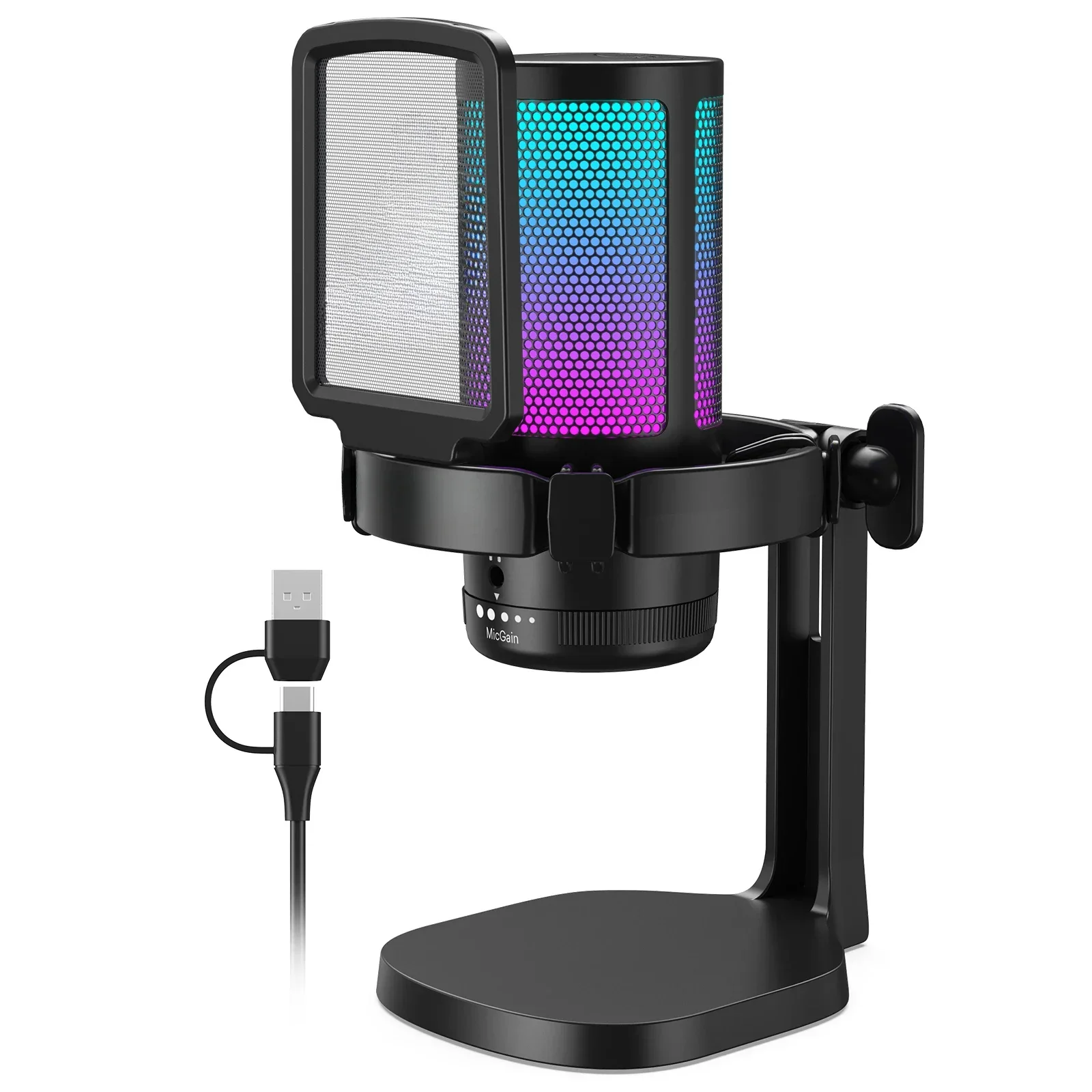 

Maono DGM20 Gaming Microphone,USB Microphone Condenser Mic RGB hot sale Mic with Noise reduction software,Mic One Key Mute 2024