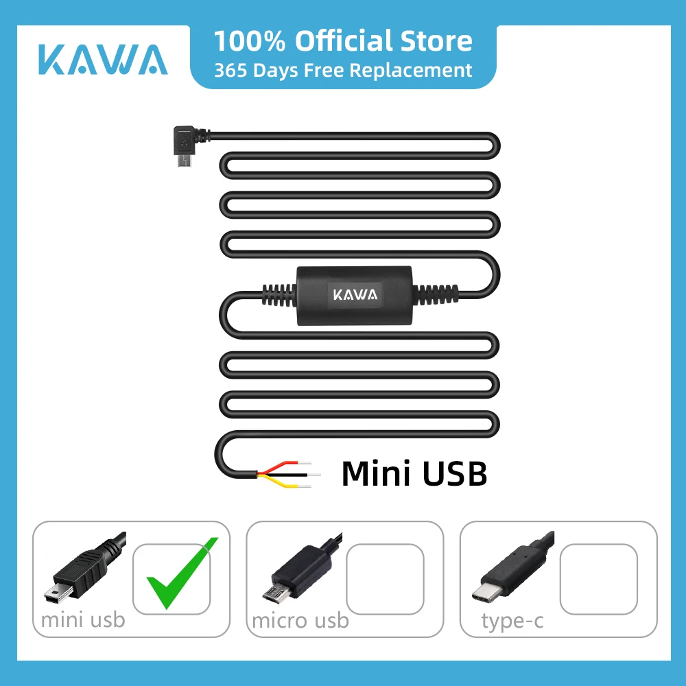 KAWA Hardwire Kit PT01 Mini Port 24H Parking Surveillance Cable Compatible with KAWA D8 & D10