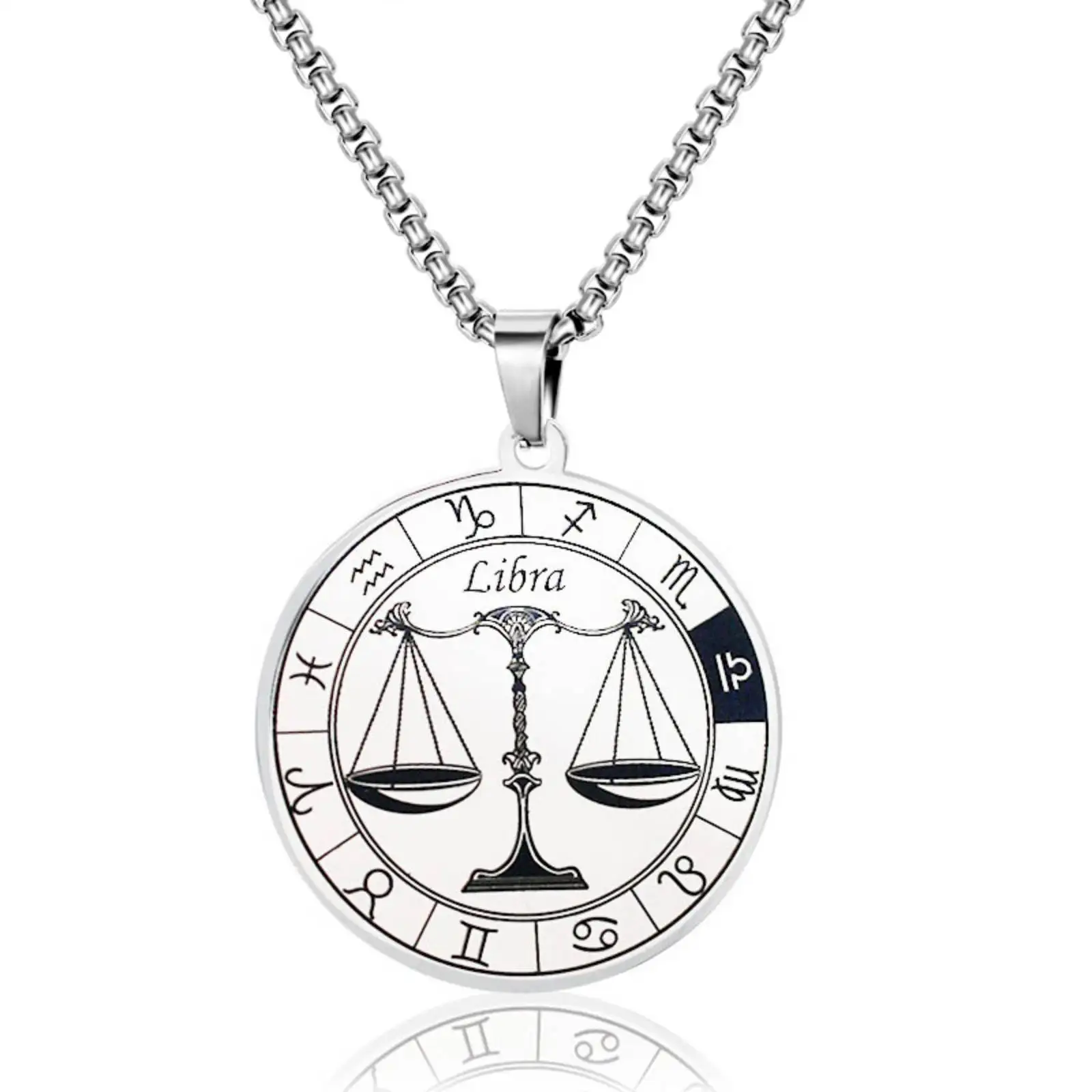 12 علامات زودياك الأبراج قلادة القلائد للنساء الرجال الفولاذ المقاوم للصدأ مجوهرات هدية عيد ميلاد #2