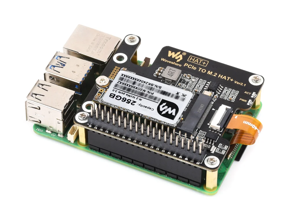 Adattatore Raspberry Pi 5 PCIe a M.2 HAT+ - Supporto SSD NVMe, avviabile, EEPROM, doppi indicatori LED per Pi 5