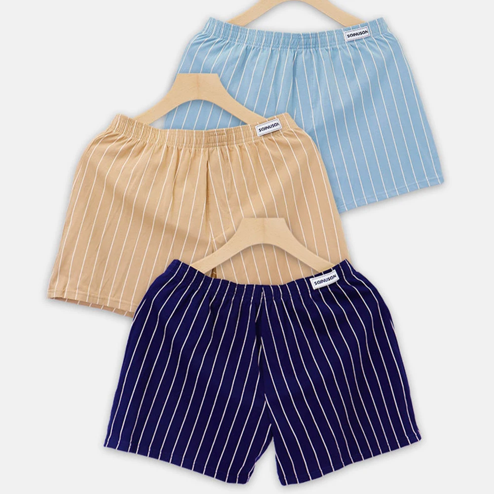 

Striped Sleepwear Shorts For Men Home Beach Short Pants Cotton Comfortable Loose Sleeping Bottoms Out Wear