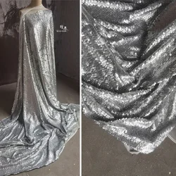 Sequin Silver Mesh Fabric for DIY Fashion Clothing Wedding Background Decorate Apparel Sewing Fabrics Wholesale Material