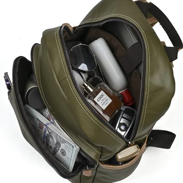 LD-Retro Leather Backpack, Men's and Women's Casual Versatile, Top Layer Cowhide, Large Capacity Student Backpack