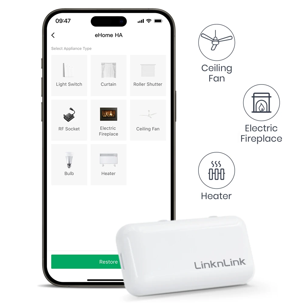 LinknLink EHome Wi-Fi Smart RF Universal Remote Controller for Light, Ceiling Fan, Roller Shutter, Work with Alexa, Google Home