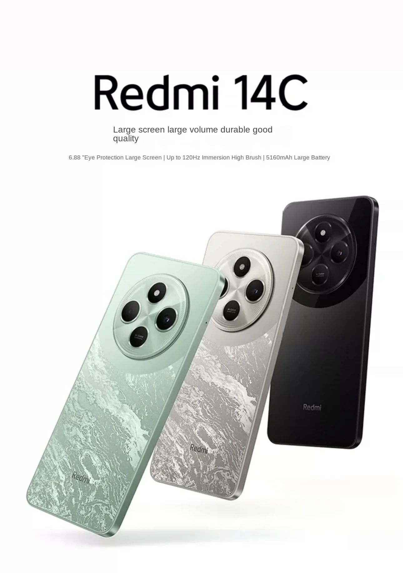 Xiaomi Redmi 14C 4G Global Version Immersion 6.88'' 120Hz Display 50MP AI Dual Camera Massive 5160mAh Battery 18W Fast Charging