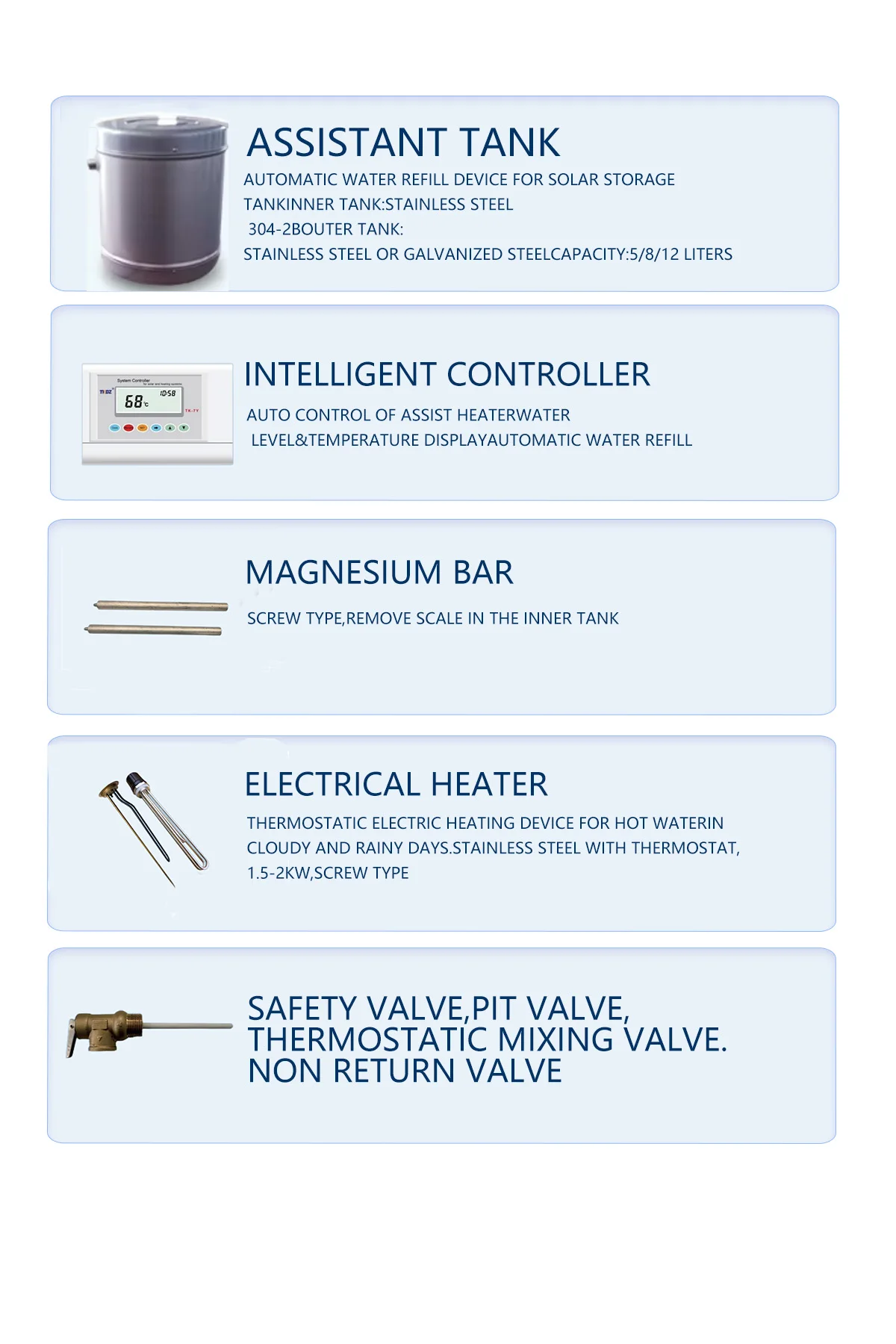 100L-300L Evacuated-Tube Non-Pressure Stainless Steel Energy Class A 5+ Year Warranty Solar Water Heater