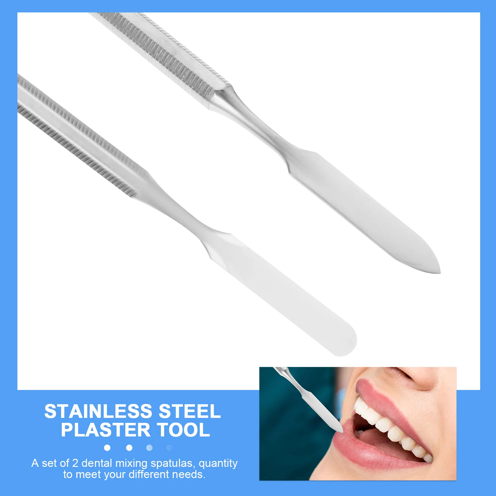2 Pcs Double Sided Scraper Dental Impression Tools Mixing Spatula Stainless Steel Plaster Major Laboratory Material Mixer