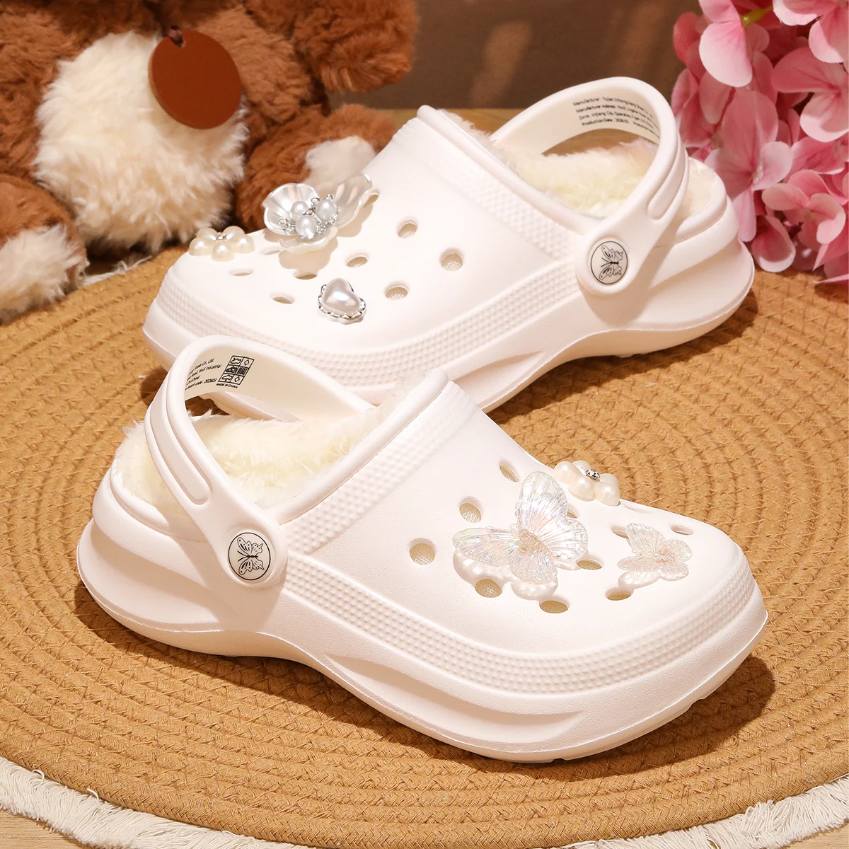 Kinder-Clogs und -Mules mit Fellfutter, leichte Garten-Schuhe mit Baumwollfutter, warme Hausschuhe für Jungen, Mädchen und Kleinkinder, 168. – Detail 4