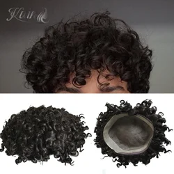 Deep Curly Men Capillary Prosthesis Mono NPU Water Curl Human Hair Wigs For Men Toupee Curly Exhuast Systems Afro Men Wig Wavy