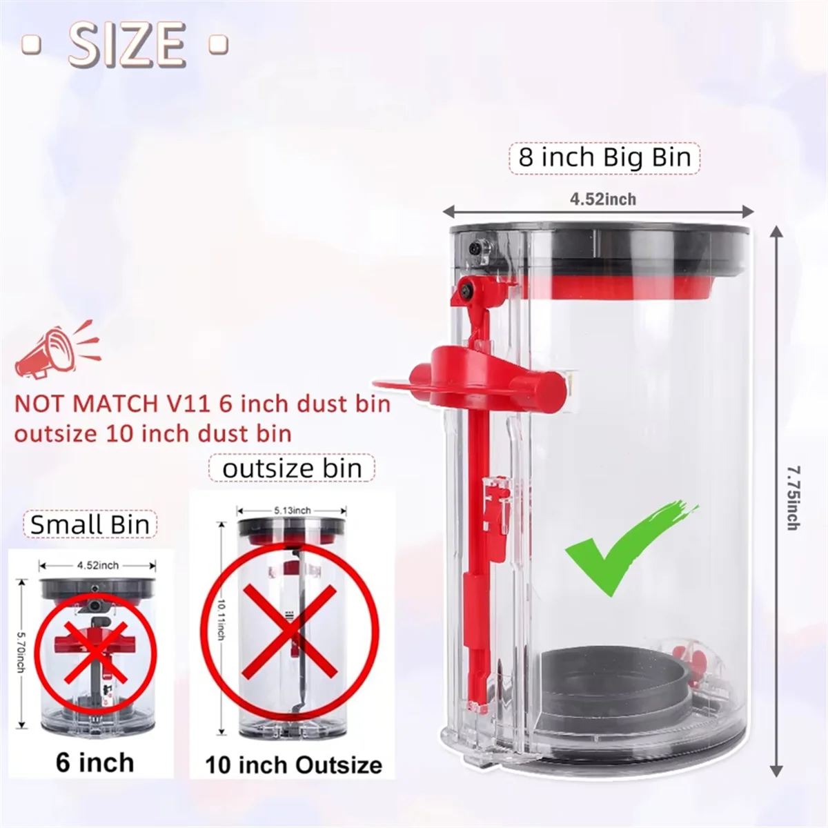 QA88X Большая канистра для пылесборника для пылесоса Dyson V11, беспроводной большой длинный прозрачный сменный ведро с крутящим моментом для животных