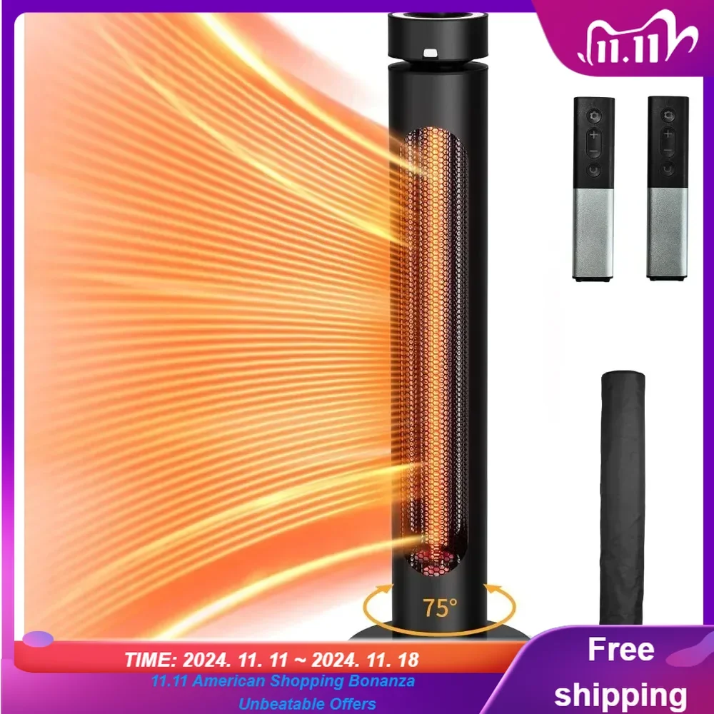 Outdoor Electric Heater, Infrared Heater 1500W, 8 Heat Levels, 8H Timers, 1s Heating Carbon Fiber Tube Patio Heater