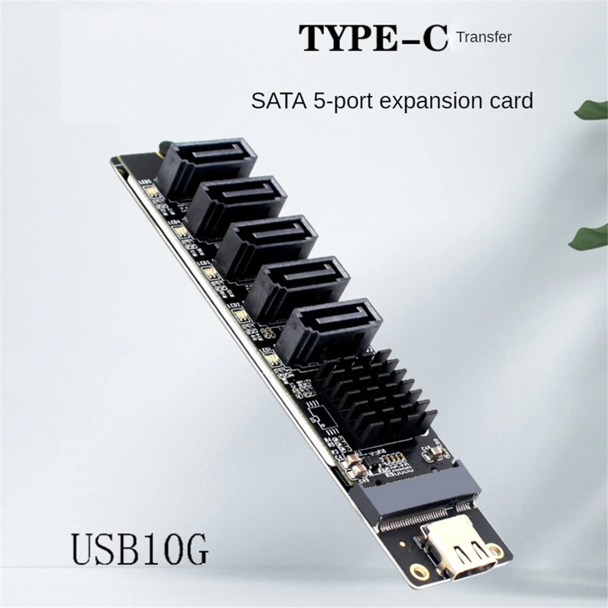 Карта адаптера TYPE-C на 5 портов SATA3.0 Riser Card JM575 + JMS580 SATA3 6 Гбит/с USB10G Корпус Сервер ПК Расширение компьютера