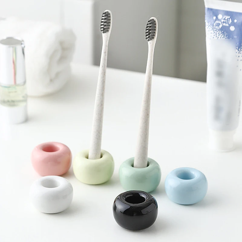 Mini Toothbrush Holder Ceramics Multi-Function Storage Stand Makeup Pen Holder For Home Bathroom Decoration