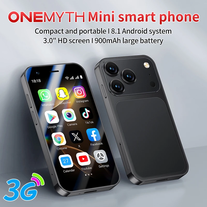 ONEMYTH A17 Mini Android 8.1 SmartPhone 3.0'' 2GB RAM 16GB ROM Dual SIM Standby Play Store 3G Small Mobile Phone