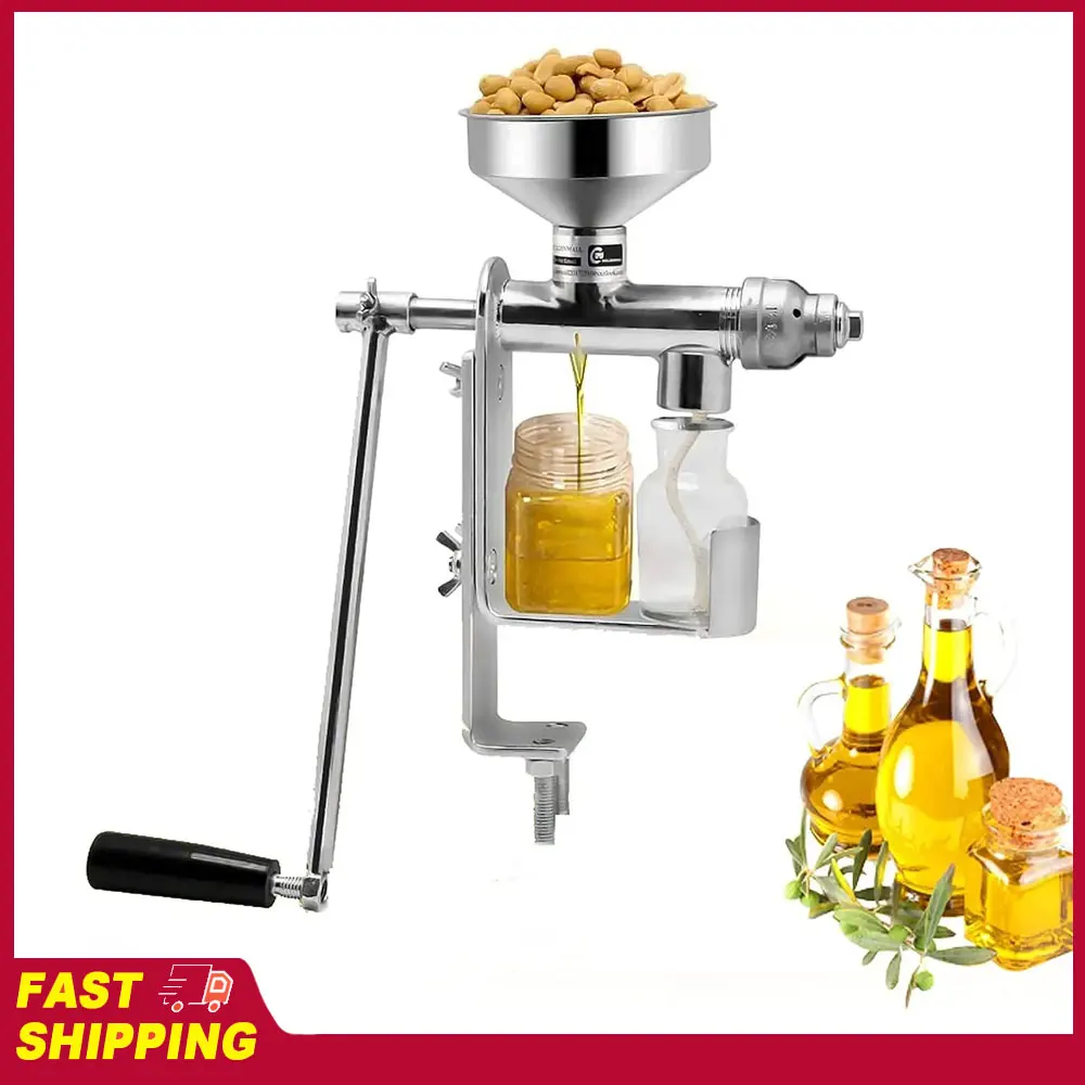

Manual Oil Press Machine Stainless Steel Easy Operation Cold Hot Press Easy to Clean Oil Maker for Nuts Seed Home