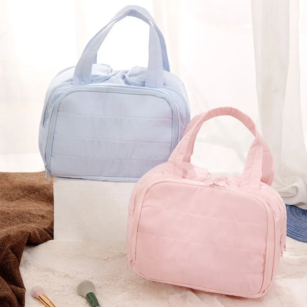 Multipocket Design Cosmetic Handbag Double Side Open Zipper Closure Travel Toiletry Bag Large Capacity Separate Dry and Wet