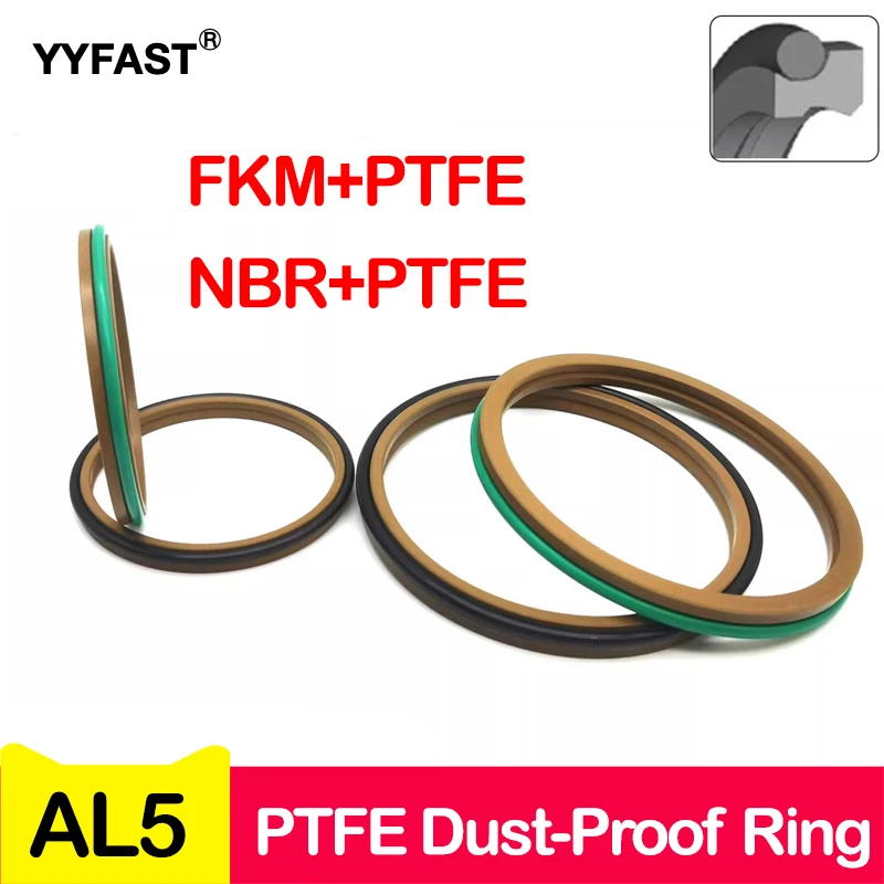 1pcs AL5 Cylinder PTFE Dust-Proof Ring, Parker AD Type, Saddle Type,20x27.6x4.2,40x46.8x5,40x48.8x6,FKM+PTFE,NBR+PTFE