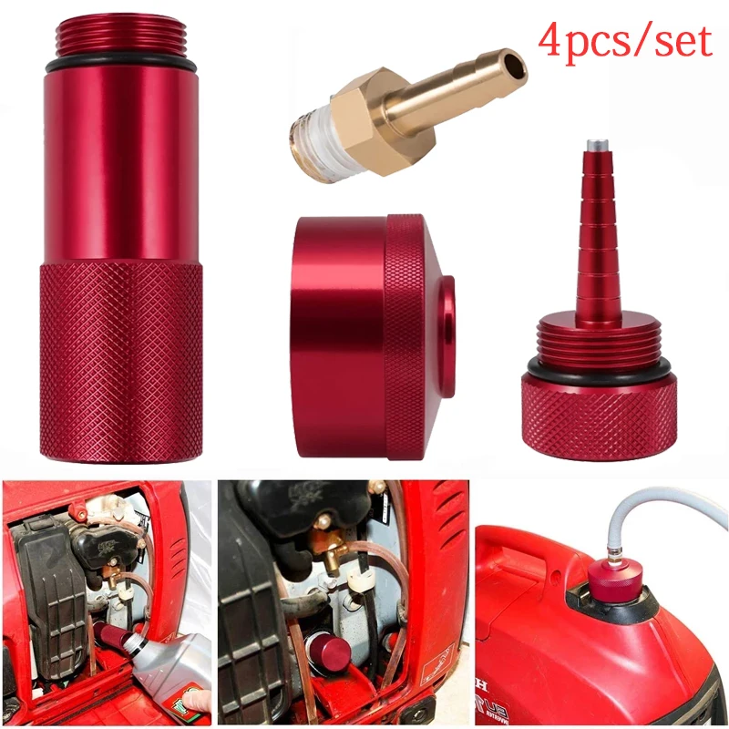 Aluminum Extended Run Gas Cap w/ Brass Hose Fitting Oil Funnel Magnetic Dipstick for Honda Generator EU2000i EU1000i