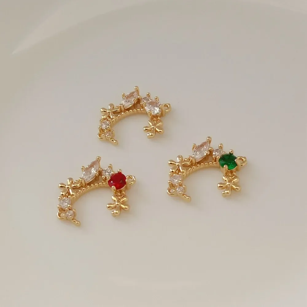 

14K Gold-plated, Zircon, Colored Zirconium, Hollowed-out Moon Double Pendant Necklace, DIY Handmade Jewelry Accessory