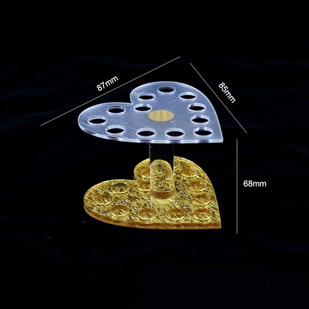 Portalápices para decoración de uñas en forma de corazón, 1 Uds., para cepillos de Gel Uv y herramientas de tallado de patrones, organizador de almacenamiento, uso en salón en casa, dorado
