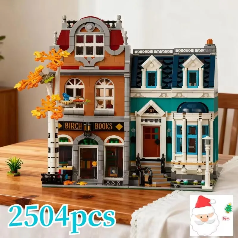 2504 قطعة مع أرقام مكتبة الكتب لعبة اللبنات الطوب عيد ميلاد متوافق 10270 هدية مدينة StreetView ضوء اختياري