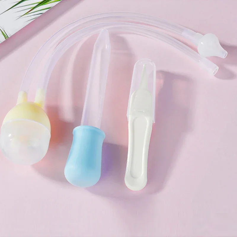 Baby Mouth Suction Nasal Aspirator Tweezer Set Nasal Mucus Cleaner Anti-reflux Silicone Suction Pipe