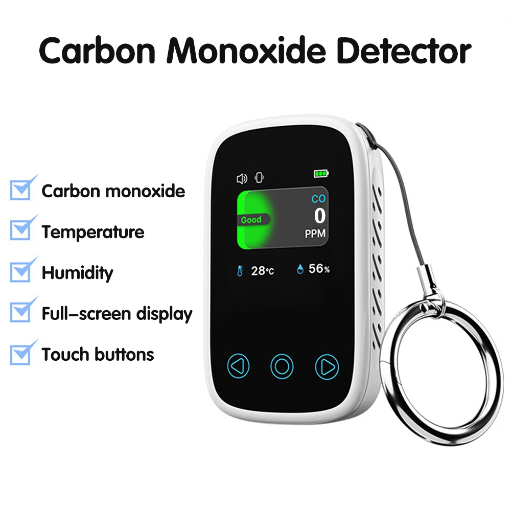 Pengukur Kualitas Udara 3 Dalam 1 Penguji Kelembapan Suhu CO Layar LCD Sensor NDIR Detektor Karbon Dioksida Monoksida dengan Alarm Suara