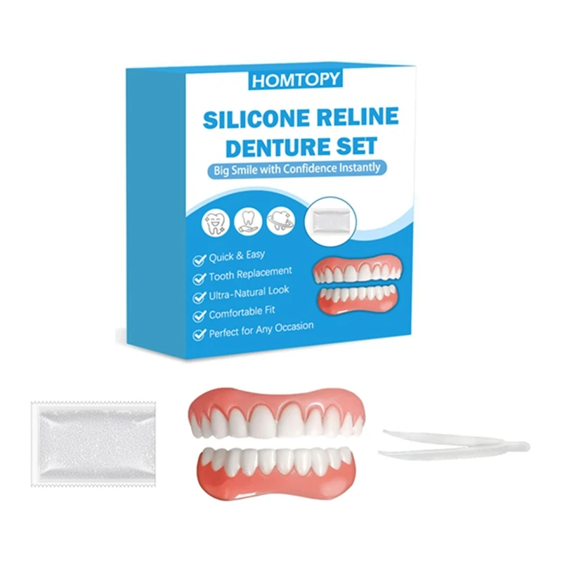 Soft Denture Silicone Kit for Upper & Lower Teeth Easy-to-Use Comfortable Fit Dental Device Set of Teeth Liners