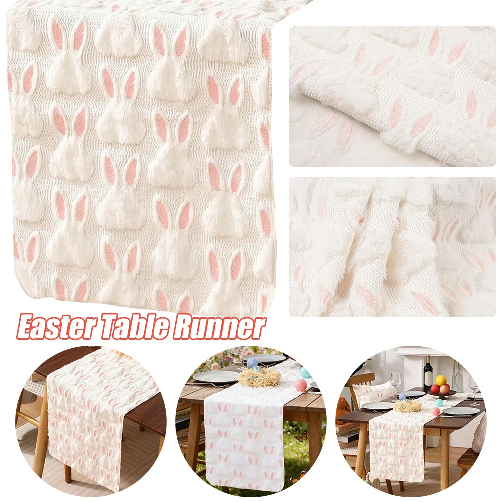 

Пасхальная дорожка на стол с узором в виде кроликов, плюшевая, осенняя, для кухни и столовой, украшение для дома и вечеринок
