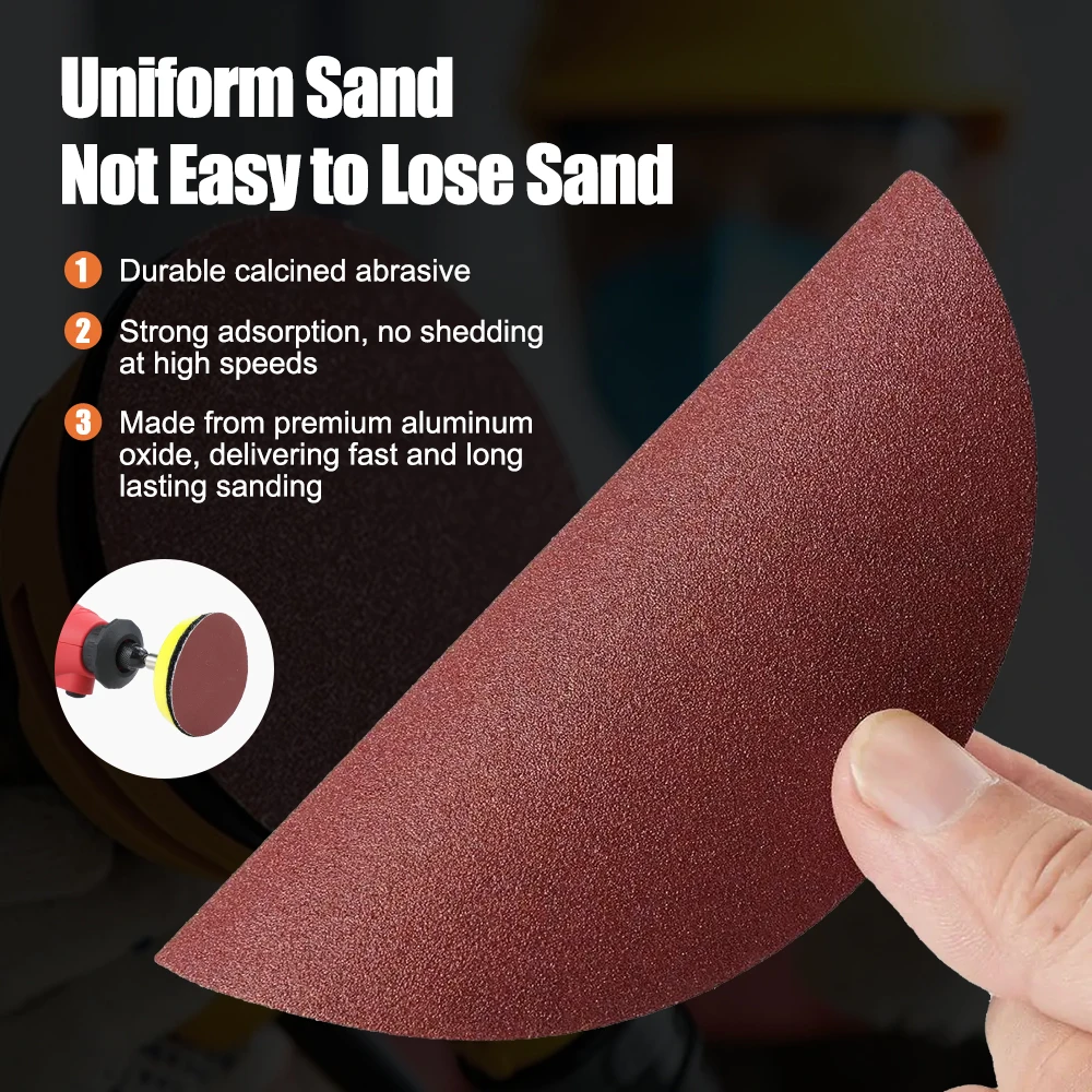 102pcs 3 inch Sanding Discs Pad Kit 80-3000 Grit  Hook Loop Sand Paper with Backer Plate for Grinder Rotary Tool