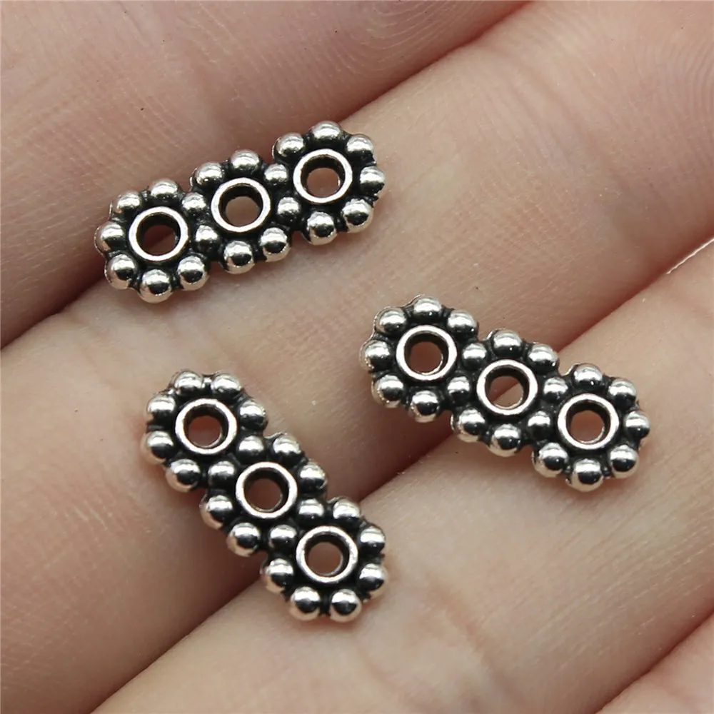 40pcs 15x6mm Spacer Beads For Jewelry Making Bracelet DIY Three Holes Spacer Beads Charm Spacer Beads