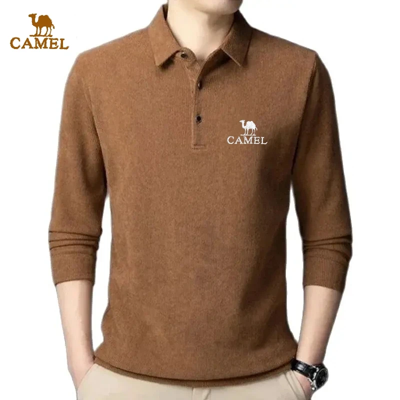 Autumn and Winter Men's Embroidered High Quality Plush Long Sleeve Polo Shirt New Luxury Fashion Leisure Multi Functional Top