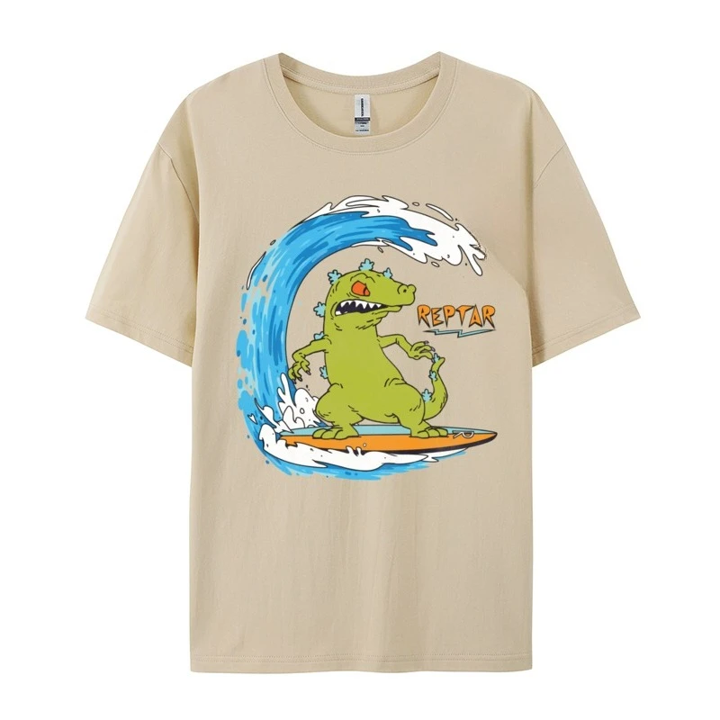 Rugrats تصفح Reptar عادية مطبوعة تي شيرت غير تقليدي طاقم الرقبة بلايز قمصان قسط القطن الشباب الطباعة تيز شحن مجاني