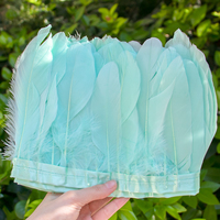 2Meters/Lot Mint Green Goose Feathers Trim 15-20cm Natural Feather Fringes Ribbon for Crafts Party Skirt Sewing Decoration