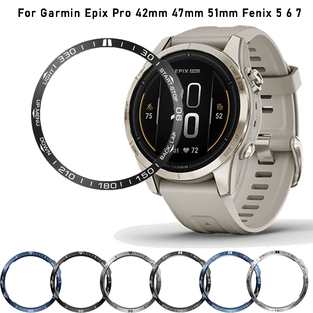 Pare-chocs de montre en acier inoxydable pour Garmin Fenix, anneau de protection en métal anti-rayures, 7, 7X, 7S, 6, 6X, 5X, 5, Epix Pro, 42mm,