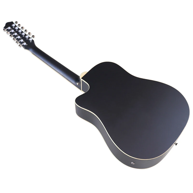 41 Inch Electric Acoustic Guitars 12 Strings Black Folk Guitar Basswood Body With Pickup Good Handicraft