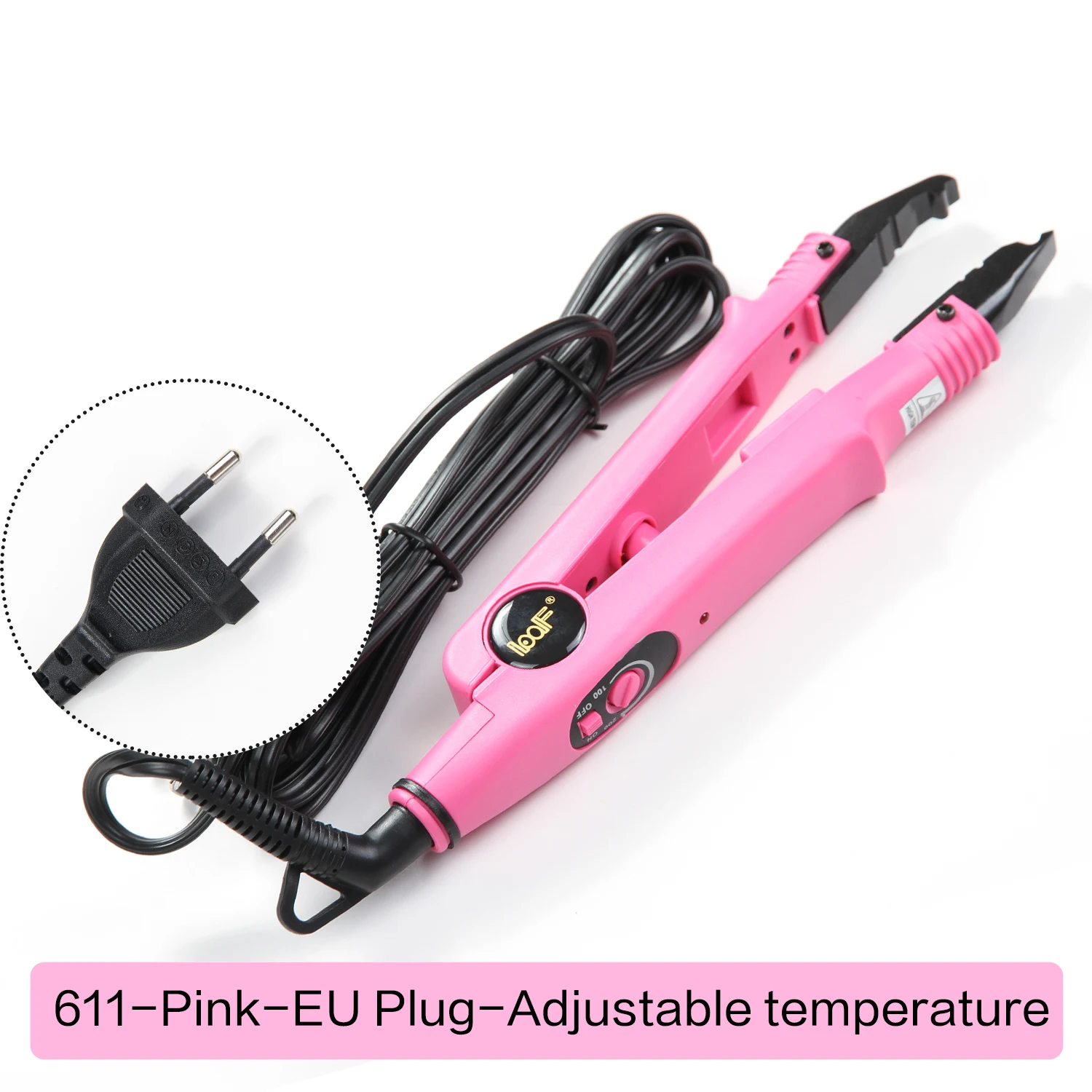 Professional Hair Extension Tool Hair Connector Fusion Heat Iron Connector Adjustable Temperature Melting Tool US/EU Plug Pink